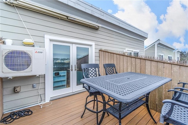 wooden terrace with ac unit