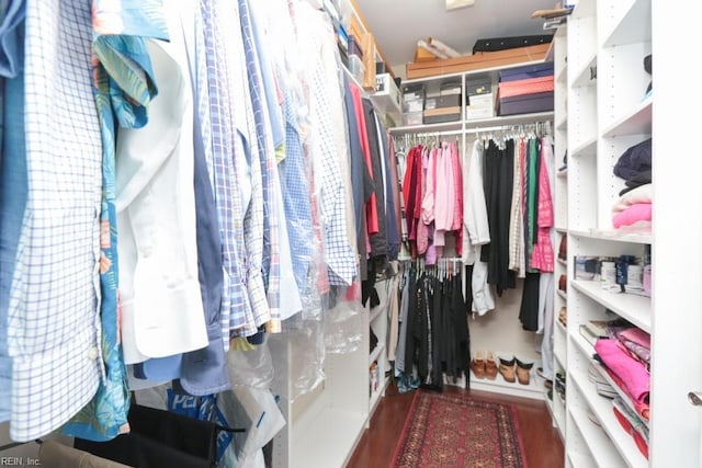 walk in closet featuring dark hardwood / wood-style floors