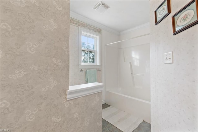 bathroom featuring crown molding and tile patterned flooring