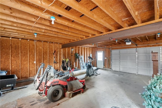 garage with a garage door opener