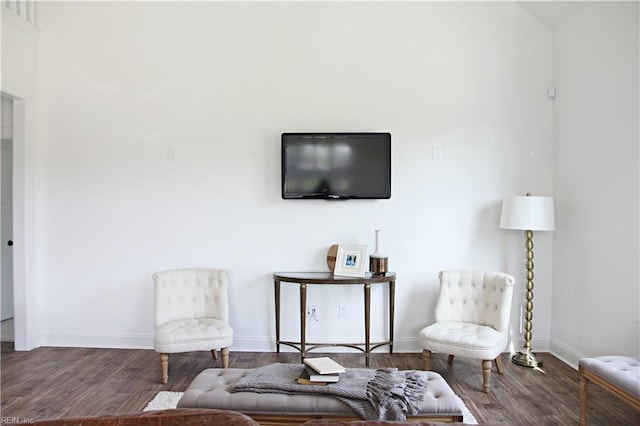 sitting room with wood-type flooring