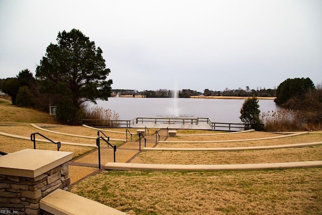 exterior space featuring a water view
