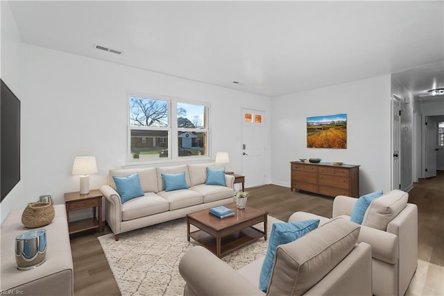 living room with wood-type flooring