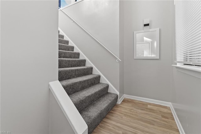 stairway featuring hardwood / wood-style floors