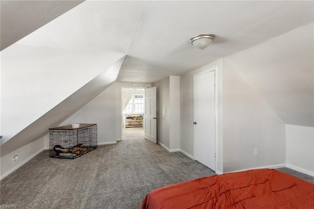 bonus room featuring carpet floors and vaulted ceiling