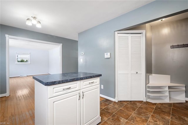 kitchen with white cabinets