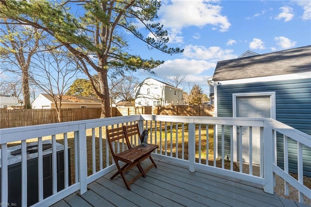 wooden terrace with cooling unit