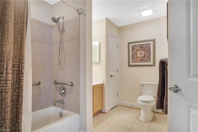 full bathroom with vanity, toilet, tile patterned floors, and shower / bath combo