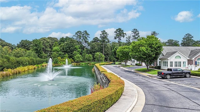 view of property's community with a water view