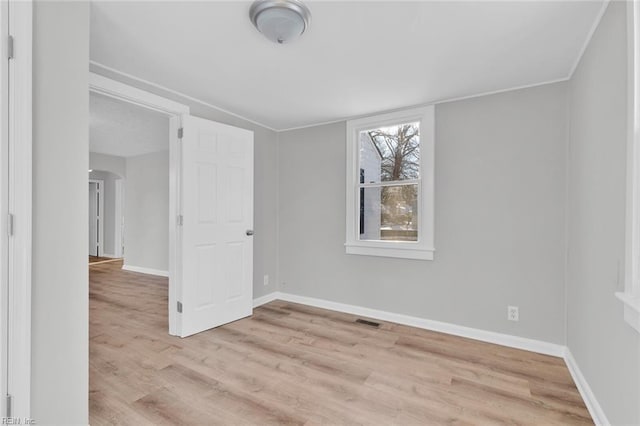 empty room featuring light wood-type flooring