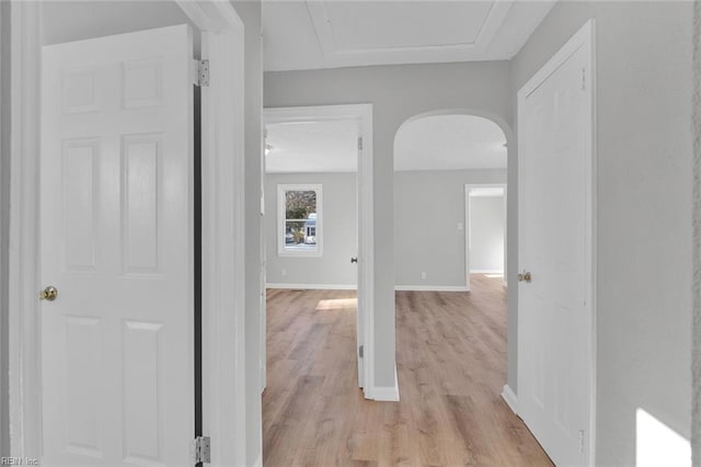 corridor featuring light hardwood / wood-style flooring