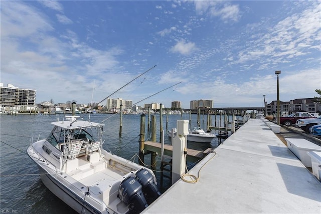 dock area featuring a water view