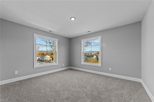 carpeted empty room featuring plenty of natural light