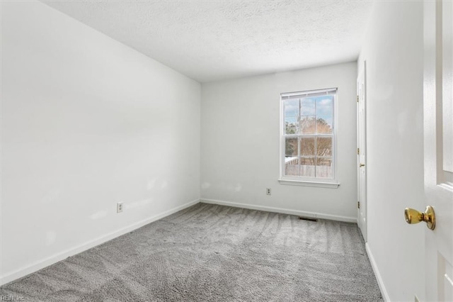 unfurnished room featuring carpet flooring and a textured ceiling