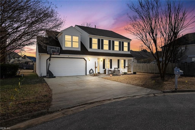 view of front of house with a garage