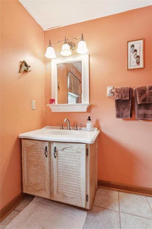 bathroom with vanity and tile patterned floors