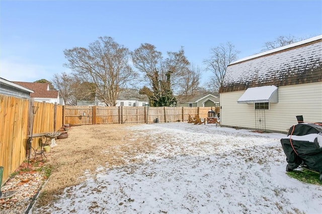 view of yard covered in snow