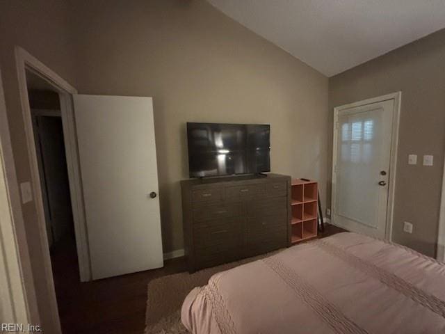 bedroom featuring vaulted ceiling