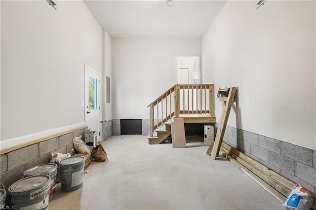 interior space with concrete floors