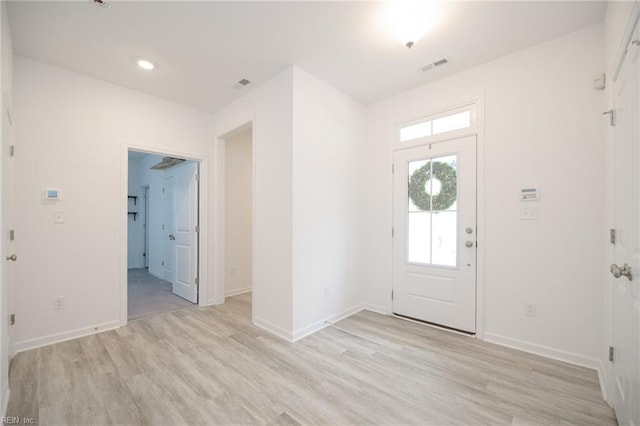 foyer entrance featuring light wood-type flooring