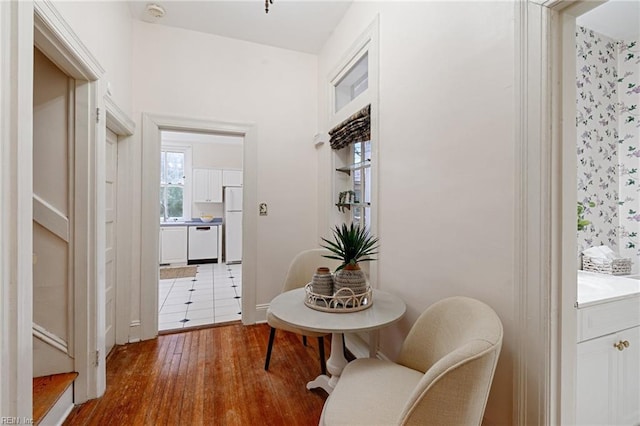 interior space with hardwood / wood-style floors