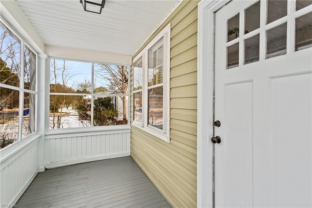 view of unfurnished sunroom