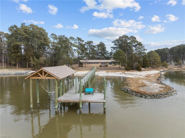 view of dock featuring a water view