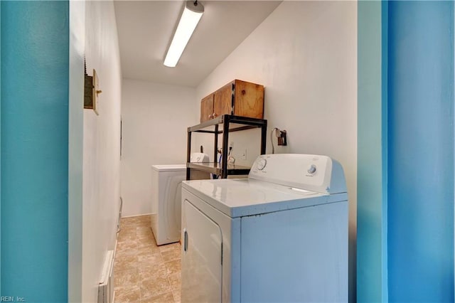 washroom featuring washing machine and clothes dryer