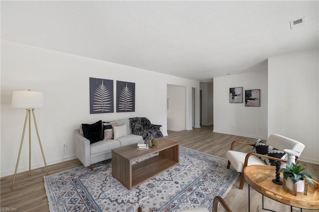 living room with light wood-type flooring