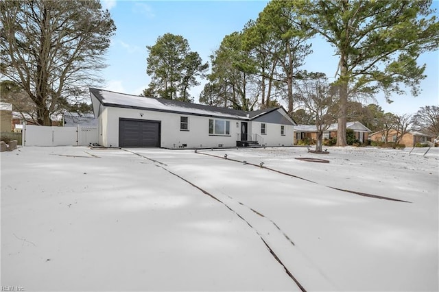 exterior space with a garage