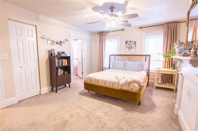 bedroom with carpet and ceiling fan