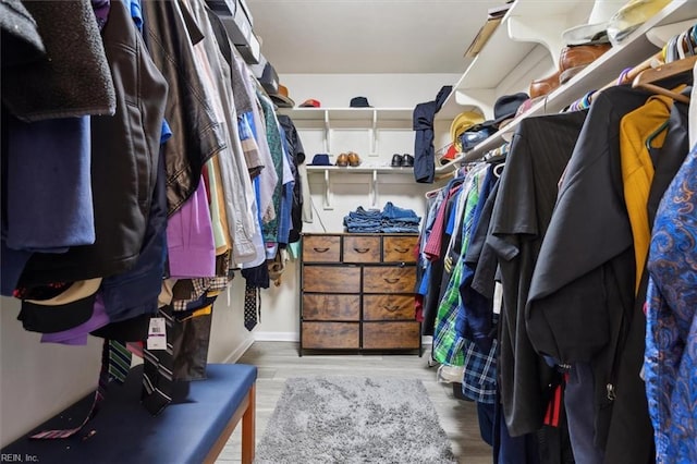 walk in closet featuring hardwood / wood-style floors