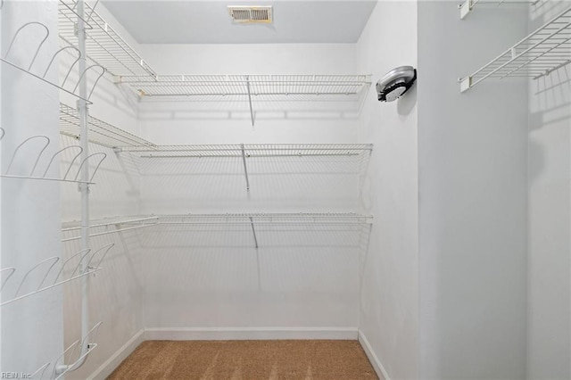 walk in closet featuring carpet