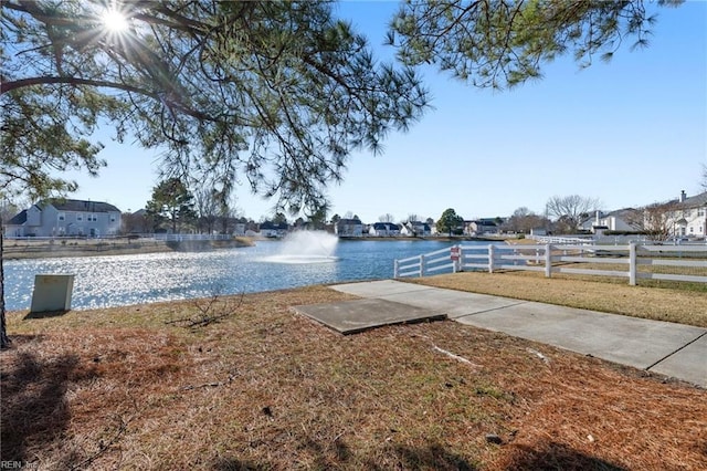 view of yard with a water view