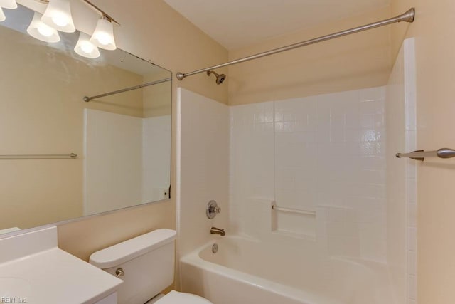 full bathroom with vanity, toilet, and tub / shower combination