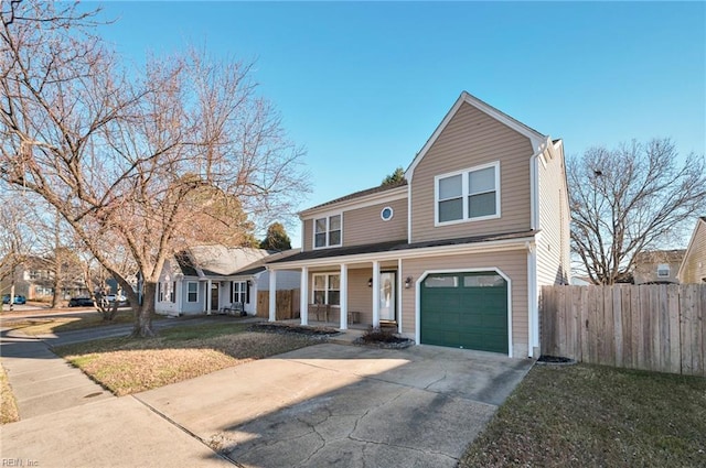 front facade featuring a garage and a front yard