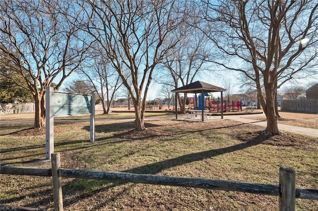 exterior space with a gazebo and a yard