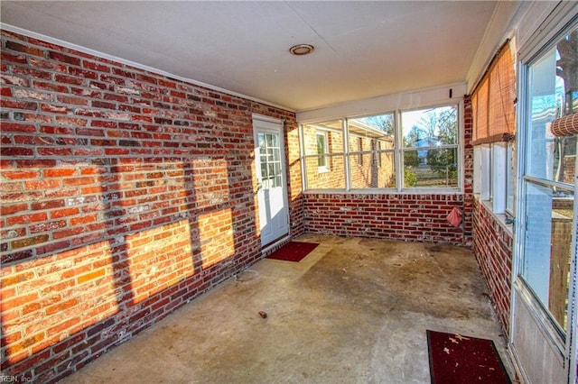 view of unfurnished sunroom