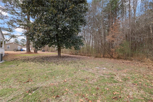 view of yard featuring central AC unit