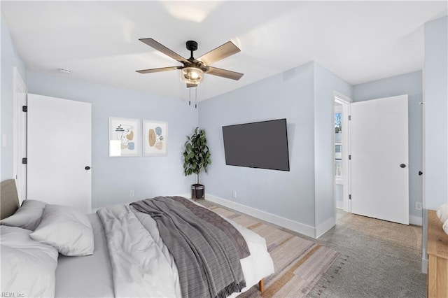 bedroom featuring ceiling fan