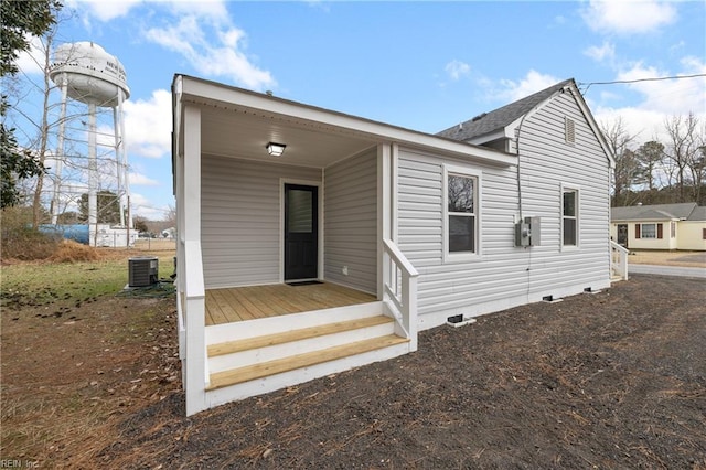 back of property with central AC unit