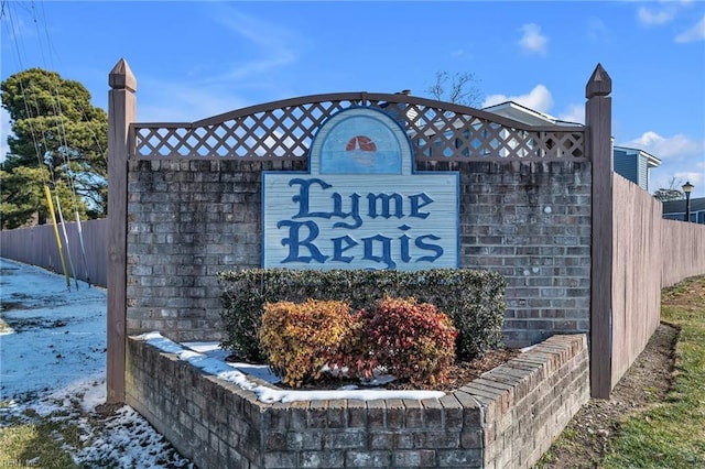 view of community sign