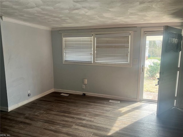 6336 Old Townpoint Rd, Suffolk, VA 23435 - unfurnished room with ornamental molding and dark wood-type flooring