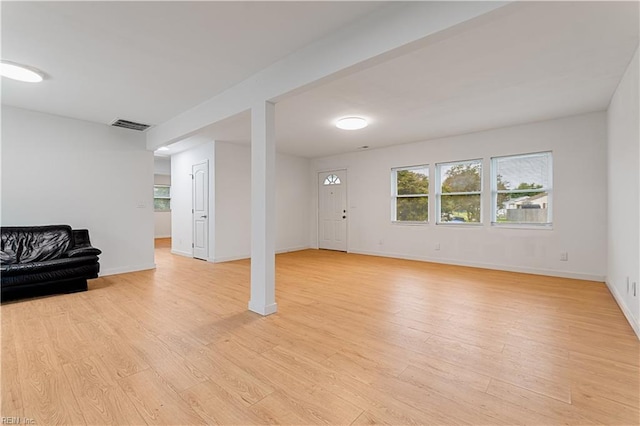 living room featuring light wood-type flooring