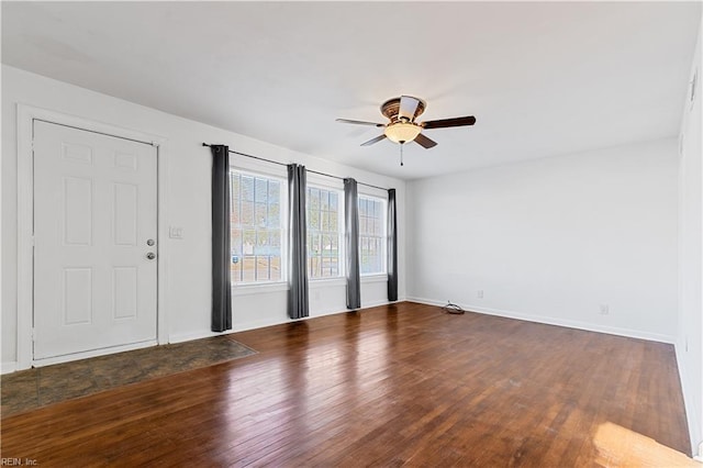 interior space featuring ceiling fan and wood-type flooring