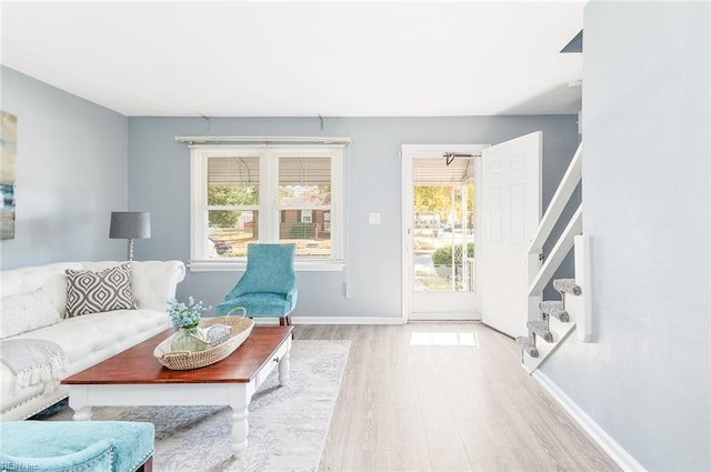 living room featuring light hardwood / wood-style flooring