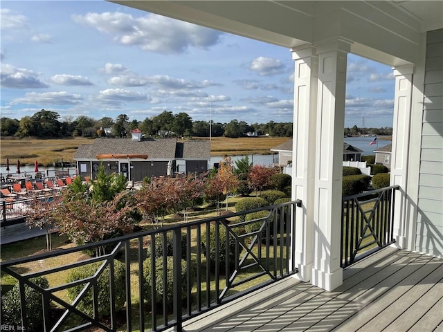 balcony with a water view