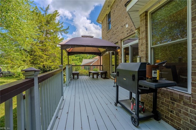 wooden terrace with a gazebo