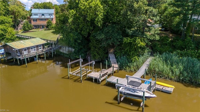 view of dock featuring a water view