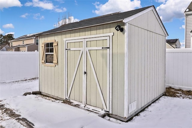 view of snow covered structure